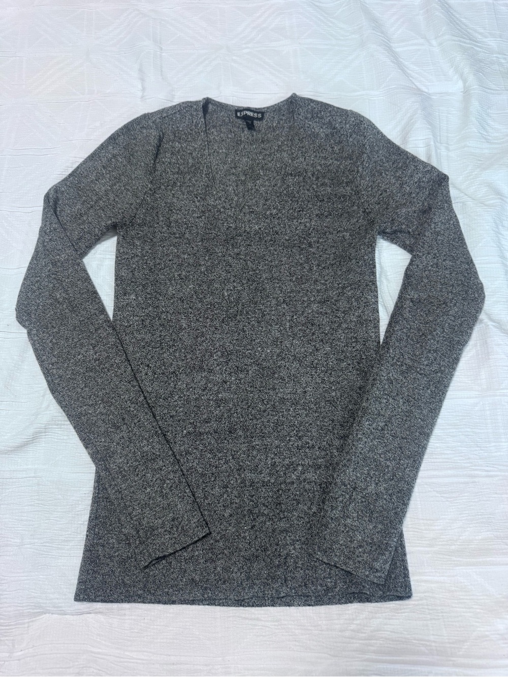 Express Gray Marled Long Sleeve Crewneck Top